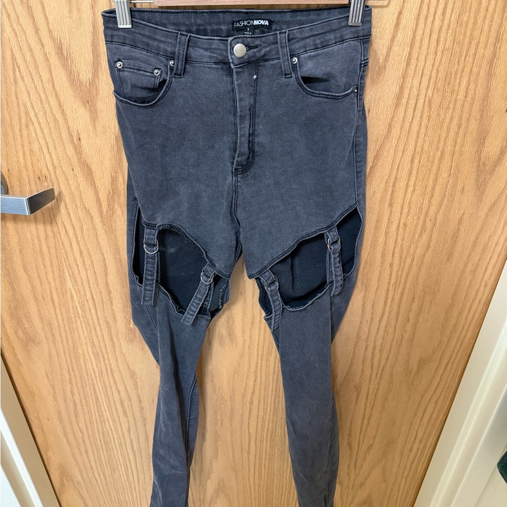 Fashion Nova Black Distressed Jeans